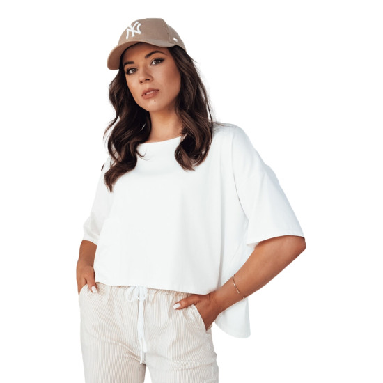 Moteriški oversize tipo balti marškinėliai Eling RY2507 - Moterims Moteriški oversize tipo balti marškinėliai Eling Marškinėliai