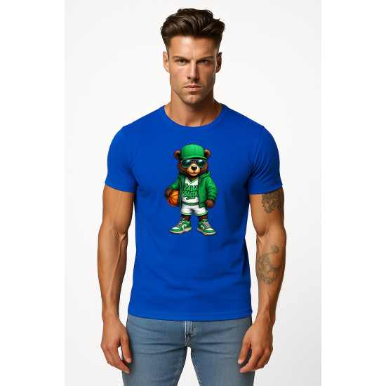 Men's blue Bear shirt with ball-jumper PK4019 - Notes for men Men's blue Bear shirt with ball-jumper PK4019