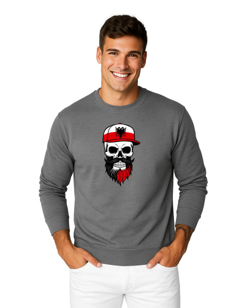 Vyriškas pilkas džemperis Poland skull cap
