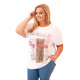 Women's white T-shirt with brown detail Day dream