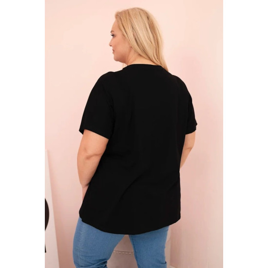 Women's black T-shirt with pink detail Day dream 33318 - For women Women's black T-shirt with pink detail Day dream 33318