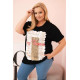 Women's black t-shirt with brown detail Day dream 33317 - For women Women's black t-shirt with brown detail Day dream 33317