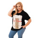Women's black t-shirt with brown detail Day dream