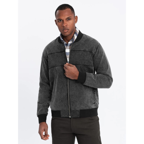 Men's bomber jacket in black Norvi V2 OM-JADJ-0163 - For men Men's bomber jacket in black Norvi V2 OM-JADJ-0163