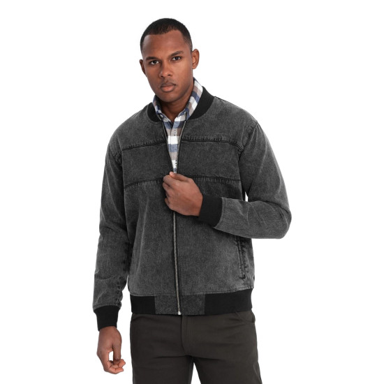 Men's bomber jacket in black Norvi V2 OM-JADJ-0163 - For men Men's bomber jacket in black Norvi V2 OM-JADJ-0163