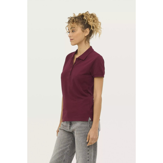 Moteriški bordo polo marškinėliai Passion PK11343 - Marškinėliai Moteriški bordo polo marškinėliai Passion PK11343