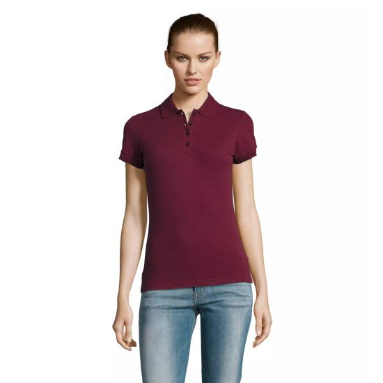 Moteriški bordo polo marškinėliai Passion PK11343 - Marškinėliai Moteriški bordo polo marškinėliai Passion PK11343