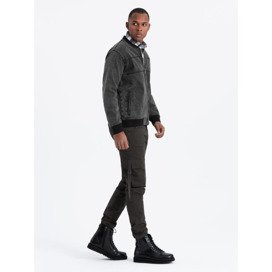 Men's bomber jacket in black Norvi V2 OM-JADJ-0163 - For men Men's bomber jacket in black Norvi V2 OM-JADJ-0163
