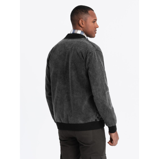 Men's bomber jacket in black Norvi V2 OM-JADJ-0163 - For men Men's bomber jacket in black Norvi V2 OM-JADJ-0163