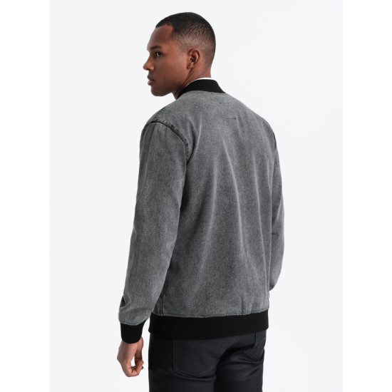 Miesten bomber-tyylinen harmaa takki Norvi V1 OM-JADJ-0163 - Miehille Miesten bomber-tyylinen harmaa takki Norvi V1 OM-JADJ-0163