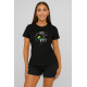 Women's black T-shirt Wolf grey PK4029 - Notes for women Women's black T-shirt Wolf grey PK4029