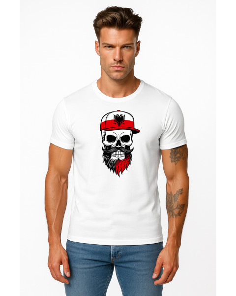 Vyriški balti marškinėliai Poland skull cap