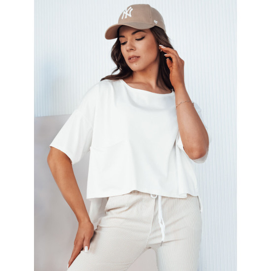 Moteriški oversize tipo balti marškinėliai Eling RY2507 - Moterims Moteriški oversize tipo balti marškinėliai Eling Marškinėliai