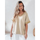 Moteriška oversize tipo rusvi marškinėliai Shine RY2914 - Moterims Moteriška oversize tipo rusvi marškinėliai Shine RY2914