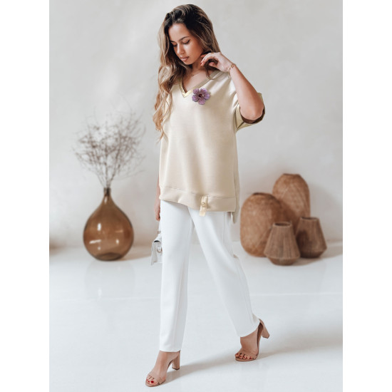 Moteriška oversize tipo rusvi marškinėliai Shine RY2914 - Moterims Moteriška oversize tipo rusvi marškinėliai Shine RY2914