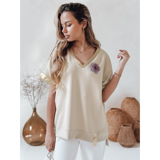 Moteriška oversize tipo rusvi marškinėliai Shine RY2914 - Moterims Moteriška oversize tipo rusvi marškinėliai Shine RY2914