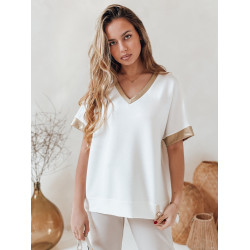 Moteriška oversize tipo balti marškinėliai Shine Moteriška oversize tipo balti marškinėliai Shine