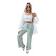 Women's mint coloured casual trousers Fiona UY2644 - Jeans and Trousers Women's mint coloured casual trousers Fiona UY2644