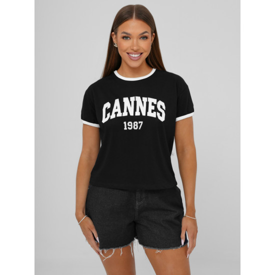 Moteriški juodos spalvos marškinėliai Cannes JS/R62184 - Marškinėliai Moteriški juodos spalvos marškinėliai Cannes JS/R62184