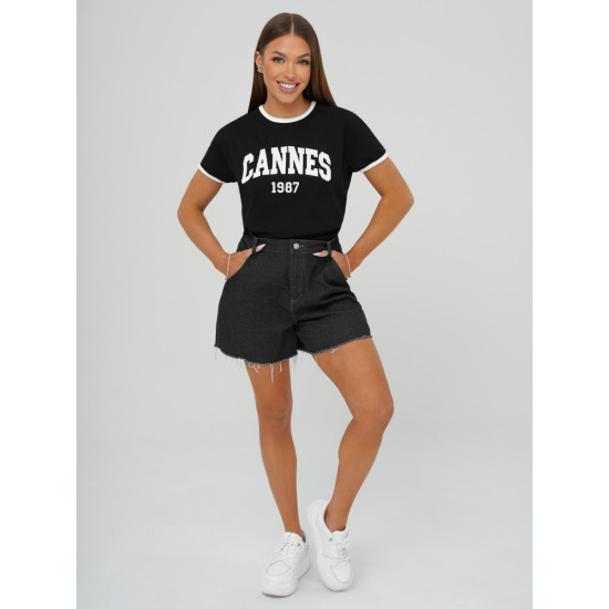 Moteriški juodos spalvos marškinėliai Cannes JS/R62184 - Marškinėliai Moteriški juodos spalvos marškinėliai Cannes JS/R62184