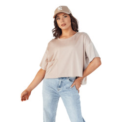 Moteriški oversize tipo rusvi marškinėliai Eling Moteriški oversize tipo rusvi marškinėliai Eling