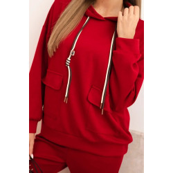Moteriškas raudonas laisvalaikio komplektas Nela
