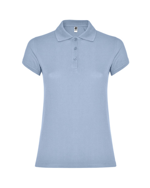 Moteriški šviesiai mėlyni polo marškinėliai Star