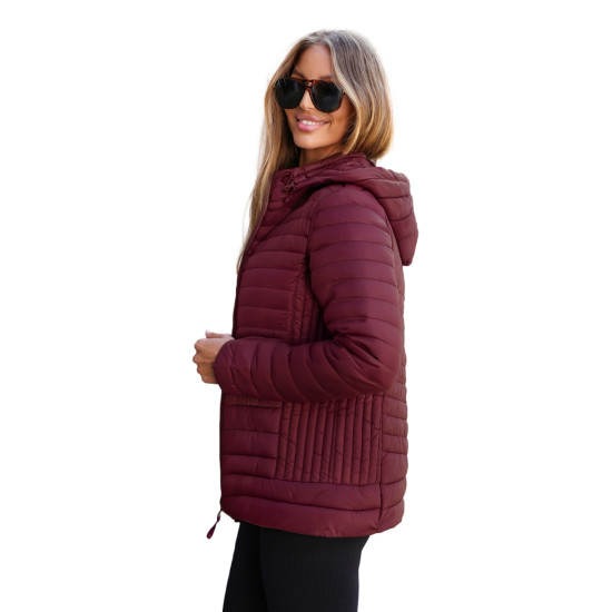 Moteriška bordo spalvos striukė Marsi JS/11Z8228 - Akcija Moteriška bordo spalvos striukė Marsi Striukės