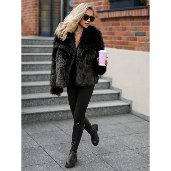 Moteriška dirbtinio kailio juoda striukė Sofin Moteriškos striukės