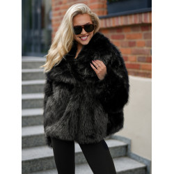 Moteriška dirbtinio kailio juoda striukė Sofin