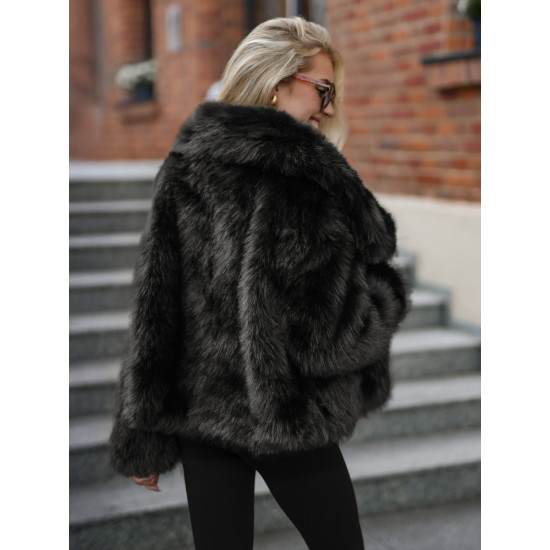 Moteriška dirbtinio kailio juoda striukė Sofin Moteriškos striukės