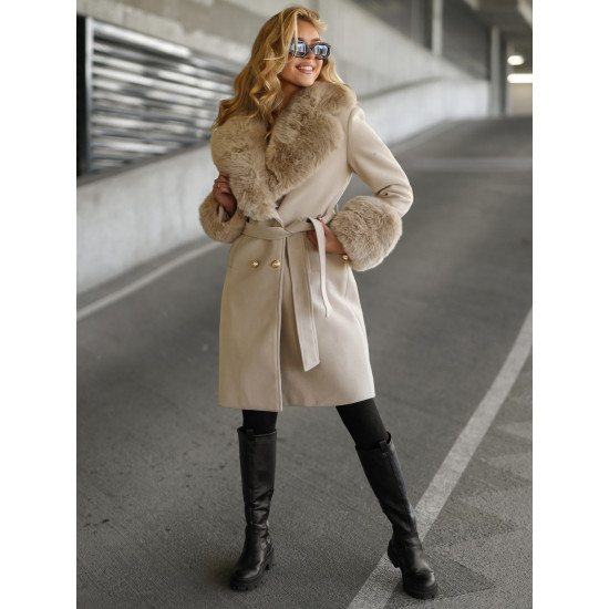 Moteriškas rusvos spalvos paltas Classy Moteriškos striukės