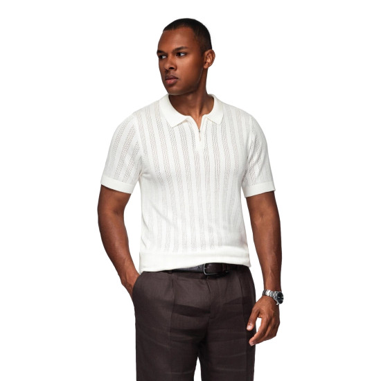 Vyriška baltos spalvos polo marškinėliai Elegant V1 OM-POSS-0158 - Marškinėliai Vyriška baltos spalvos polo marškinėliai Elegant POLO marškinėliai