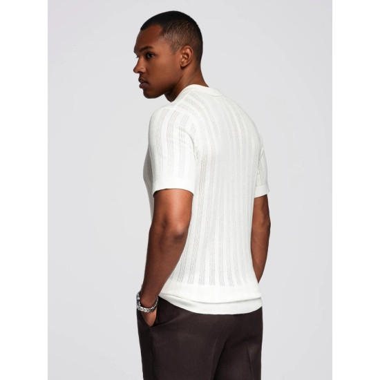 Vyriška baltos spalvos polo marškinėliai Elegant V1 OM-POSS-0158 - Marškinėliai Vyriška baltos spalvos polo marškinėliai Elegant POLO marškinėliai