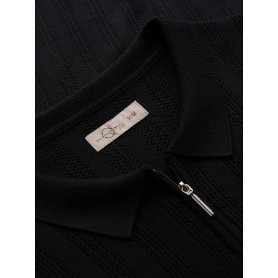 Vyriška juodos spalvos polo marškinėliai Elegant V2 OM-POSS-0158 - Marškinėliai Vyriška juodos spalvos polo marškinėliai Elegant POLO marškinėliai