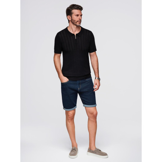Vyriška juodos spalvos polo marškinėliai Elegant V2 OM-POSS-0158 - Marškinėliai Vyriška juodos spalvos polo marškinėliai Elegant POLO marškinėliai