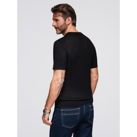 Vyriška juodos spalvos polo marškinėliai Elegant V2 OM-POSS-0158 - Marškinėliai Vyriška juodos spalvos polo marškinėliai Elegant POLO marškinėliai
