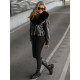 Women's black leather jacket with fur coat Laser Women's jackets