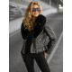 Women's black leather jacket with fur coat Laser Women's jackets