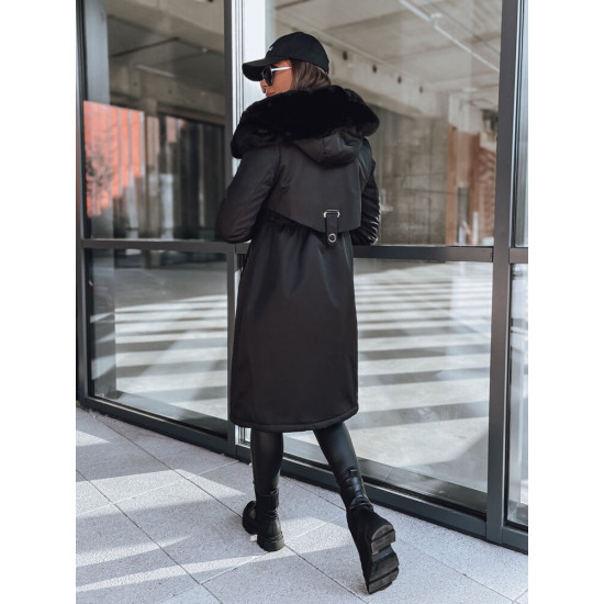 Juoda ilga moteriška striukė Juste Moteriškos striukės