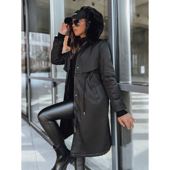 Juoda ilga moteriška striukė Juste Moteriškos striukės