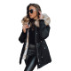 Juoda su šviesiu kailiuku moteriška striukė Garnit Moteriškos striukės