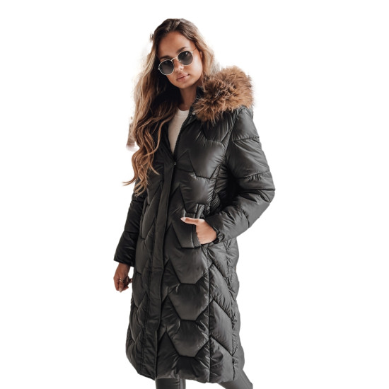 Moteriška ilga juoda su rudu kailiuku striukė Inter Moteriškos striukės