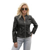Women's black leather jacket Jener