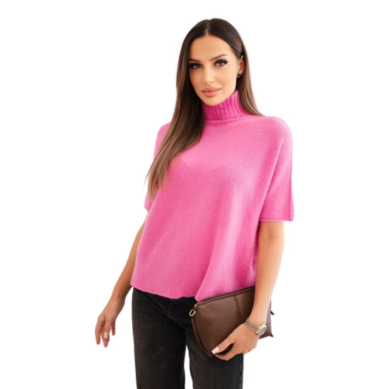 Moteriškas rožinis megztinis trumpomis rankovėmis Endi Moteriški megztiniai