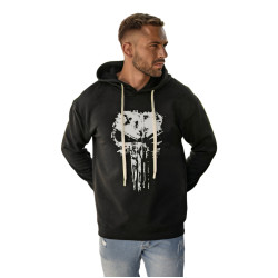 Vyriškas juodas džemperis su gobtuvu  Skull Vyriškas juodas džemperis su gobtuvu  Skull