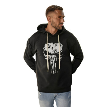 Мужской черный свитшот с капюшоном  Skull