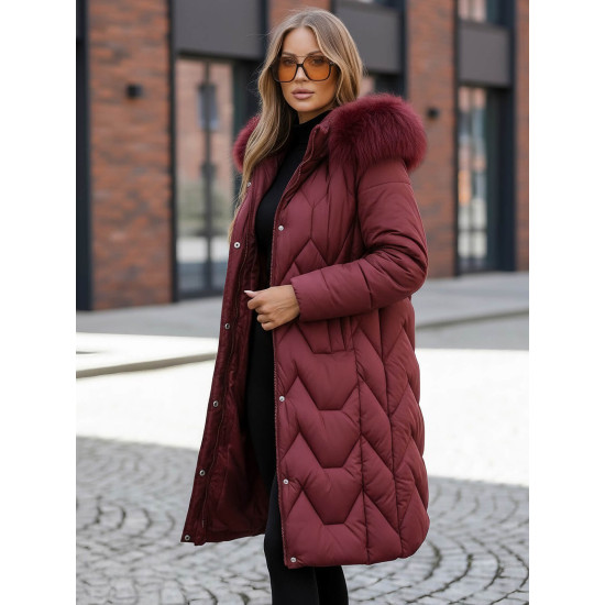 Žieminė ilga moteriška bordo striukė Klein Moteriškos striukės