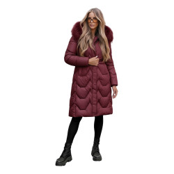 Žieminė ilga moteriška bordo striukė Klein Žieminė ilga moteriška bordo striukė Klein