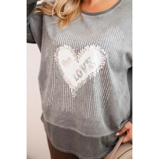 Women's dark grey jumper Love ART1507 - For women Women's dark grey jumper Love Women's sweaters